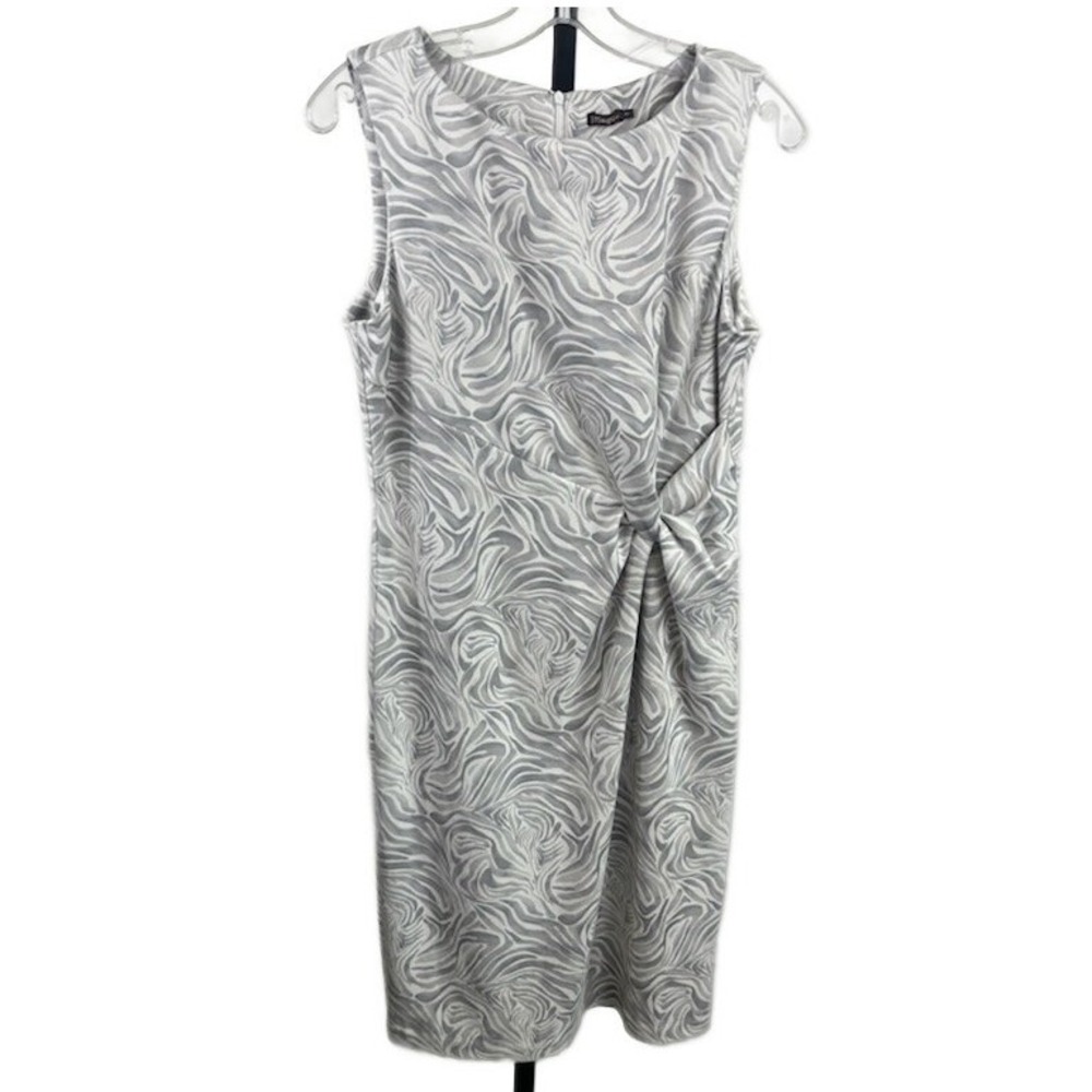 J.McLaughlin Gray Ultrasuede Abstract Twist Front Sheath Dress Size Medium